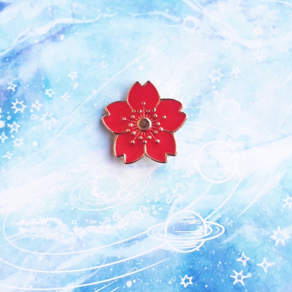 ✨ Red Sakura Blossom Pin ✨